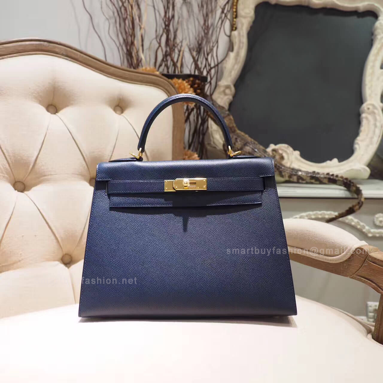 Hermes Kelly 28 Bag in ck76 Blue Indigo Epsom GHW